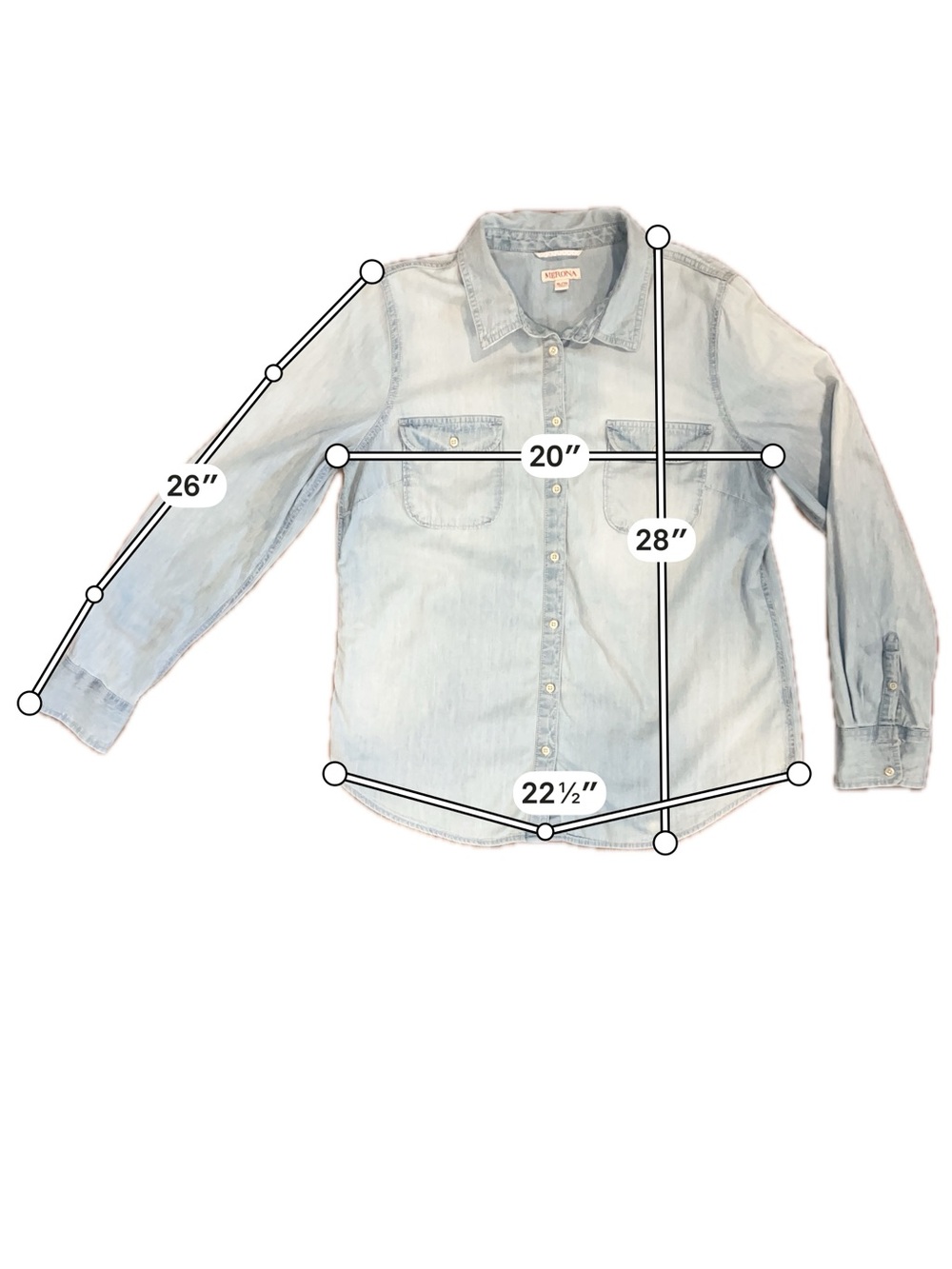 Merona Light Wash Chambray Button Down Shirt Cotton Blue XL - Picture 5 of 5